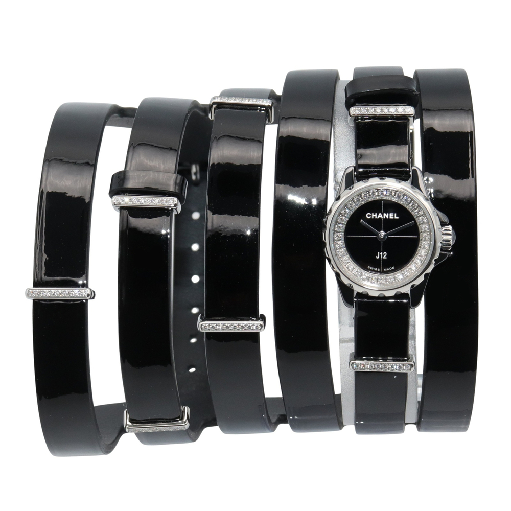 Chanel J12 XS Double Belt Diamond Bezel Watch, Stainless Steel, Ceramic, Diam...